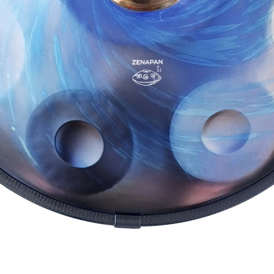 Handpan 10 note bleu - Re mineur, frequence 432hz, frequence 440hz, hang drum, instrument musique